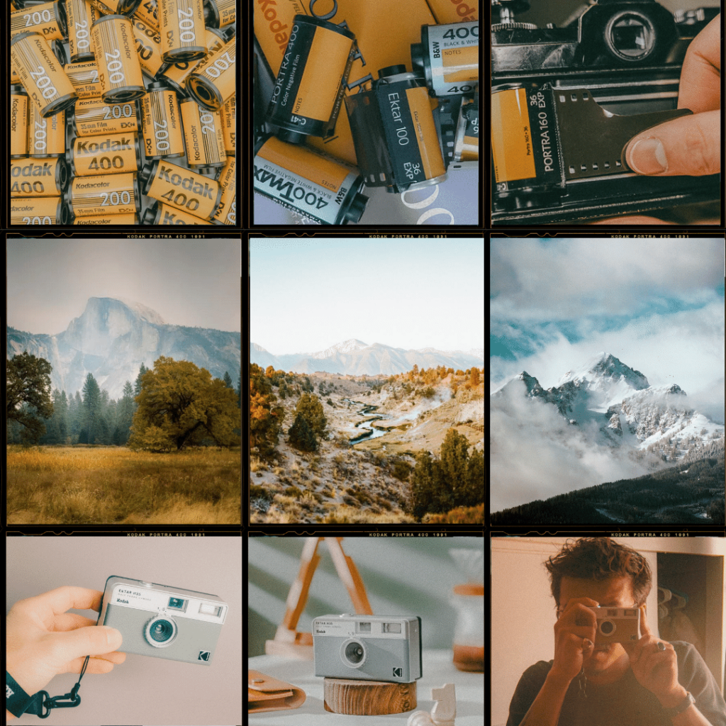 Kodak: Preserve Film, Preserve Earth Instagram post with collage of moments with film